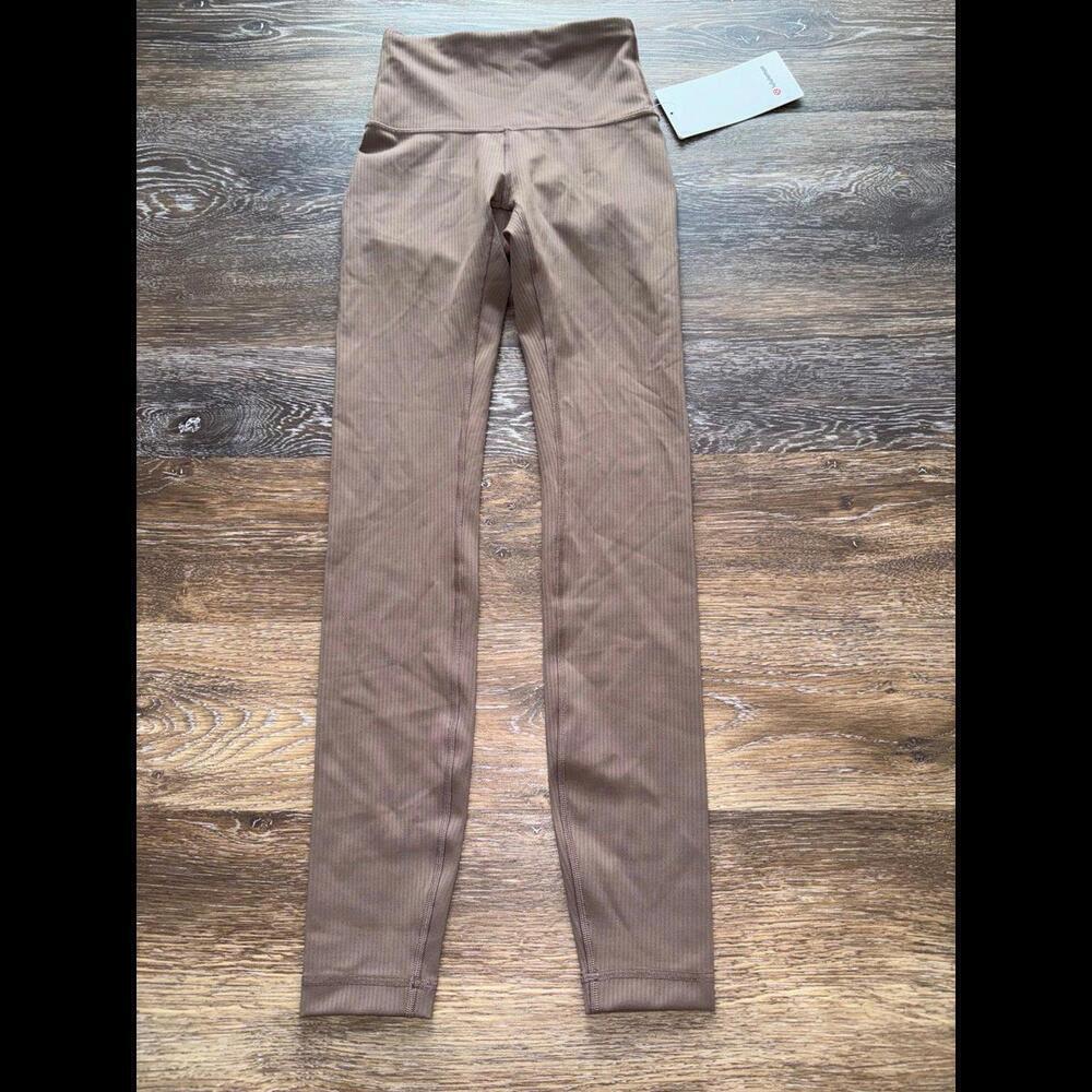 Lululemon Wunder Train Ribbed High Rise 28” Taupetastic Size 0 NWT - Picture 2 of 7